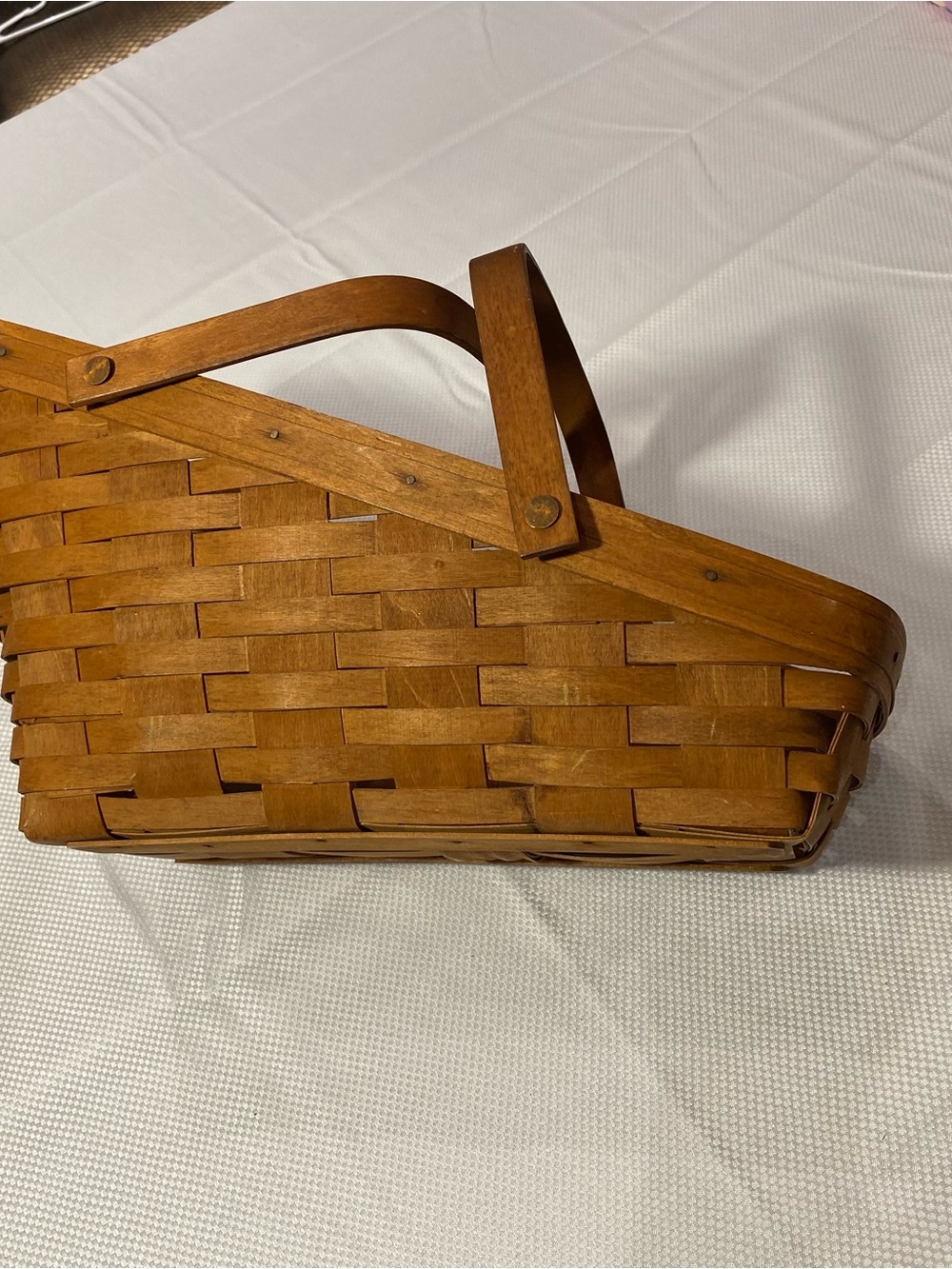 Longaberger Brown Woven Basket Tote with Top Handle